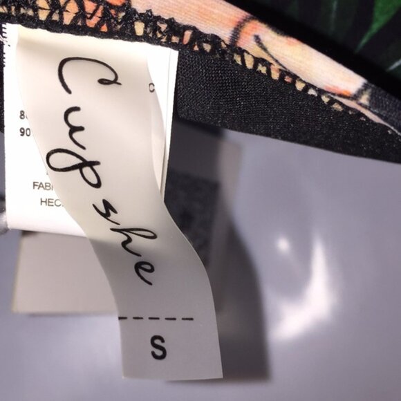 Cupshe Orange Green Black Striped Floral Swimsuit Bathing Suit Size Small - Picture 7 of 13